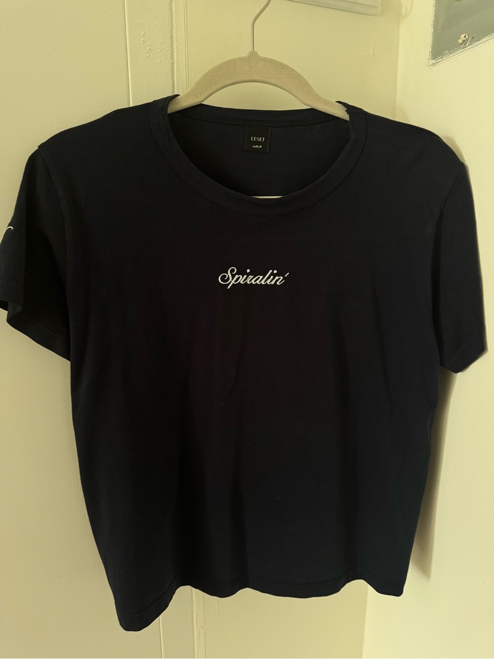 LESET The Margo Tee in Navy with Gracie Abrams Embroidery